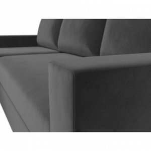 Угловой диван «Траумберг», левый угол, механизм дельфин, велюр, цвет серый