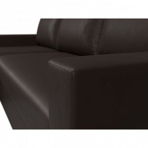 Угловой диван «Траумберг», левый угол, механизм дельфин, экокожа, цвет коричневый