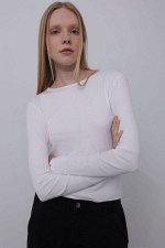 Футболка с длинным рукавом жен. (000000) кипенно-белый