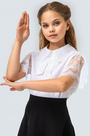 Нарядная блузка для девочки с коротким рукавом