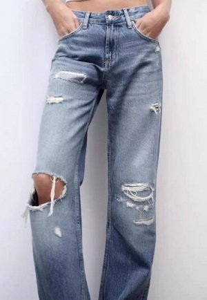 ДЖИНСЫ TRF HIGH RISE RIPPED WIDE LEG  арт. 6045011 400, синий