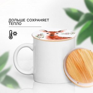 Крышка для ёмкостей бамбуковая Дорого внимание «Лесная сказка», 8,5 см, силиконовая прокладка