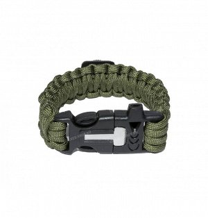 Paracord bracelet with compass,buckle with whistle, olive