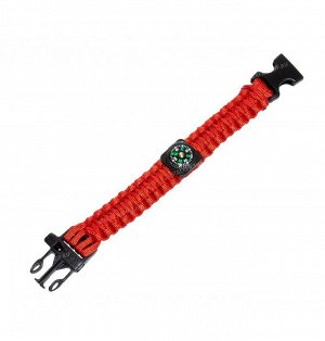 Paracord bracelet with compass,buckle with whistle, red