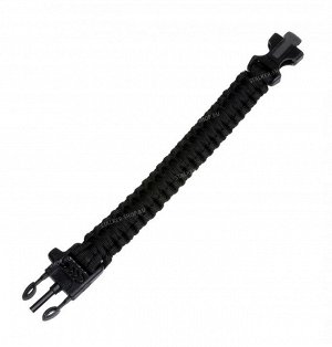 Paracord bracelet ,buckle with whistle and flint, black