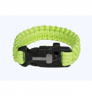 Paracord bracelet ,buckle with whistle and flint, lime