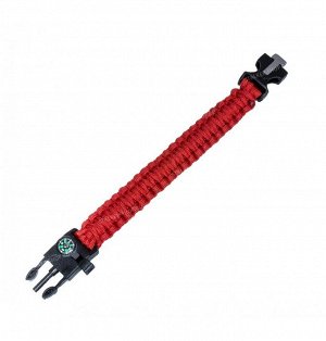 Paracord bracelet ,buckle with whistle and flint, red