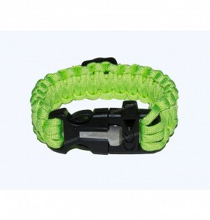 Paracord bracelet with compass,buckle with whistle and flint, lime