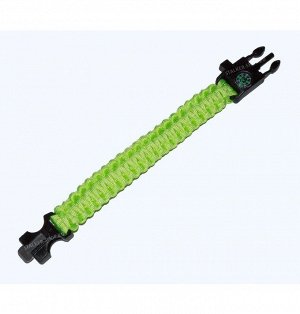 Paracord bracelet,buckle with whistle,compass and flint, lime