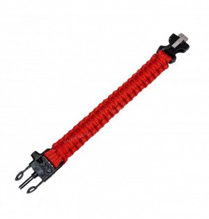 Paracord bracelet,buckle with whistle,compass and flint, red