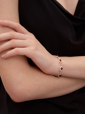 Лёгкий браслет «Черепашка» с натуральным коньячным янтарём