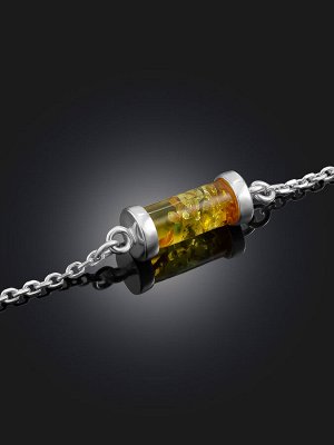 Изящный браслет, украшенный натуральным янтарём лимонного цвета «Скандинавия»