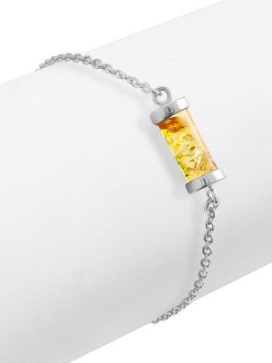 Изящный браслет, украшенный натуральным янтарём лимонного цвета «Скандинавия»