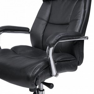 Кресло офисное BRABIX Phaeton EX-502, натур. кожа, хром, чер
