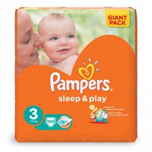 Подгузники 100шт PAMPERS (Памперс) Sleep&Play, размер 3 (4-9