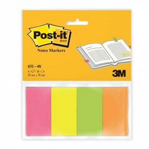 Закладки клейкие POST-IT Professional, бумажные, 20 мм, 4 цв