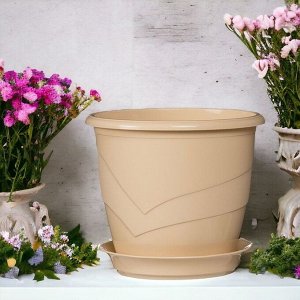 Фиалочница (горшок для цветов) с поддоном "Венеция", D12, 0,75 л, цвет крем