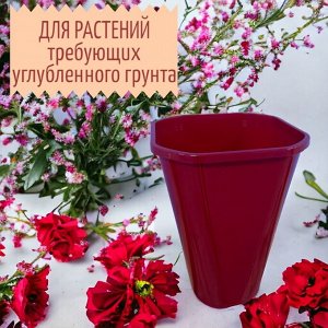 Горшок для цветов высокий Роза Р23, D16, 3,0 л, крвсный