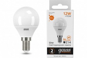 Лампа Gauss LED Elementary Свеча 12W 880lm E14 3000K 1/10/100