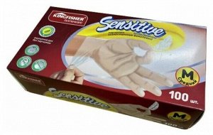 KINGFISHER Перчатки виниловые одноразовые неопудрен хозяйственные SENSITIVE размер M 100шт/упак