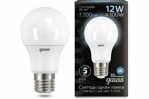 Лампа Gauss LED A60 globe 12W E27 4100K 1