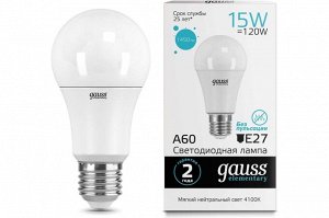 Лампа Gauss Elementary LED A60 E27 15W 4100K