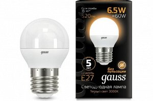 Лампа Gauss LED Globe 6.5W E27 2700K 1
