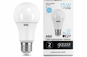 Лампа Gauss LED Elementary A60 15W E27 6500K 1