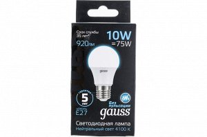 Лампа Gauss LED A60 10W E27 4100K 1