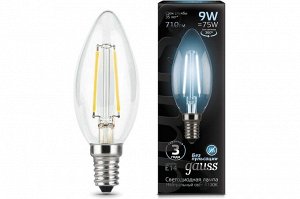 Лампа Gauss LED Filament Свеча E14 9W 710lm 4100К 1/10/50