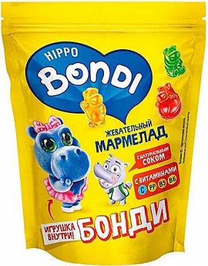 HIPPO BONDI & FRIENDS Мармелад жевательный с игрушкой "Бонди" 100 г