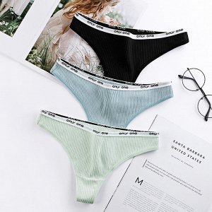Трусы-стринги женские из хлопка цвет Черный