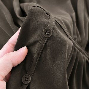 Блуза с V-образным вырезом и шнуровкой на талии, коричневый