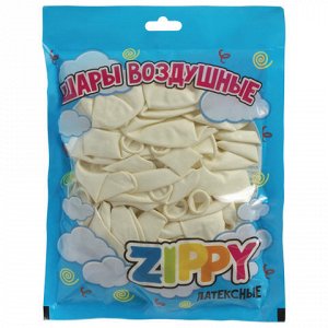 Шары воздушные ZIPPY (ЗИППИ) 10" (25см), КОМПЛЕКТ 50шт., бел