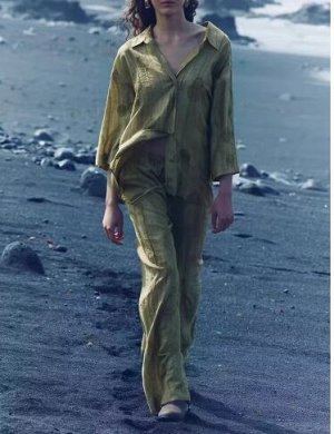 РУБАШКА OVERSIZE JACQUARD — ZW COLLECTION арт. 4786046 515, оливковый