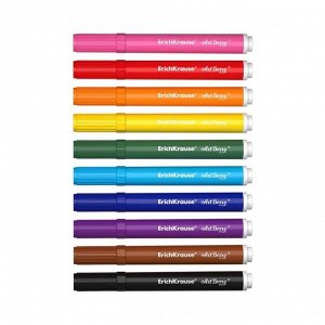 Набор для творчества ErichKrause ArtBerry, фломастеры для ткани 10 цветов + 3 трафарета, линия 1.0-7.0 мм