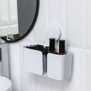 Полка для ванной Доляна Witlen, органайзер настенный, на липучке, 21x19x9 см, белая
