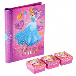 Фотоальбом на 10 листов и памятные коробочки + наклейки "Прекрасная принцесса!", Принцессы Дисней