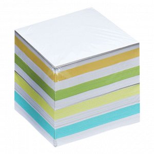 Блок бумаги для записей на склейке, 9 х 9 х 9, 3 цвета: пастель 80г/м2, белая 65г/м2, белизна 92%