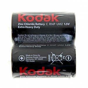 Батарейка солевая Kodak Extra Heavy Duty, С, R14-2S, 1.5 В, спайка, 2 шт.