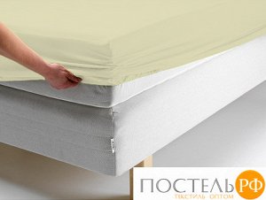 Простынь на резинке 160x200x20 трикотажная цвет нежно-желтый