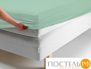 Простынь на резинке 160x200x20 трикотажная цвет ментоловый