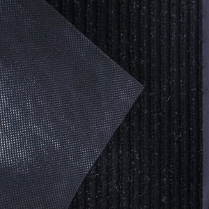 Коврик придверный влаговпитывающий, ребристый, «Стандарт», 60x90 см, чёрный