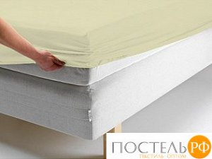 Простынь на резинке 60x120x20 трикотажная цвет нежно-желтый