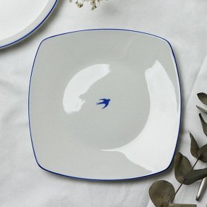 Тарелка плоская керамическая Dolce Ceramo. «Ласточка», 18 х 18 см