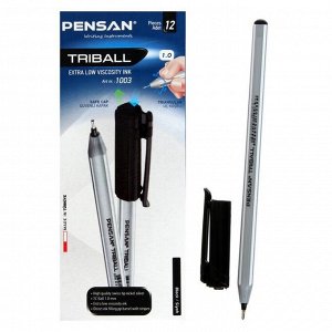 Ручка шариковая Pensan Triball, узел-игла 1.0 мм, чернила чёрные