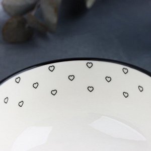 Салатник керамический «Сердечки», 11.5 х 5.6 см, 330 мл, цвет белый