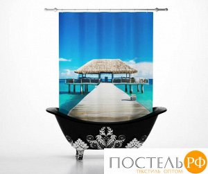 Стильные шторы для ванной: Тропический рай
