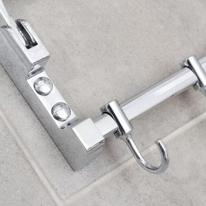 Полка откидная с двигающимися крючками Accoona A141, 57x30 см, хром