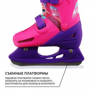 Набор: коньки детские раздвижные Snow Cat, с роликовой платформой, защита.